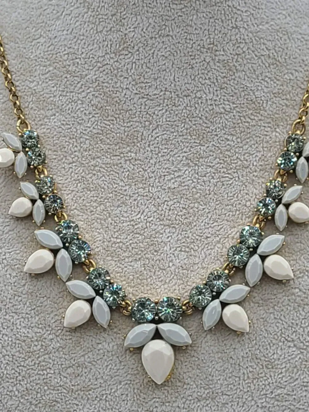 J Crew Delicate Blue Crystal Resin White Resin Necklace